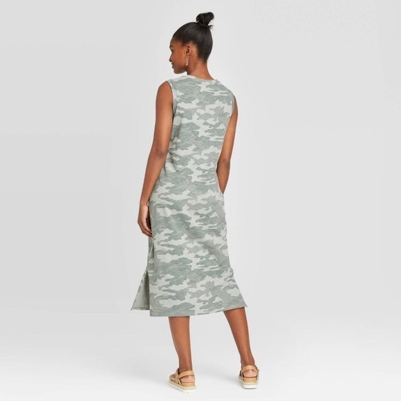 Universal thread green camo shift midi dress - Picture 2 of 3